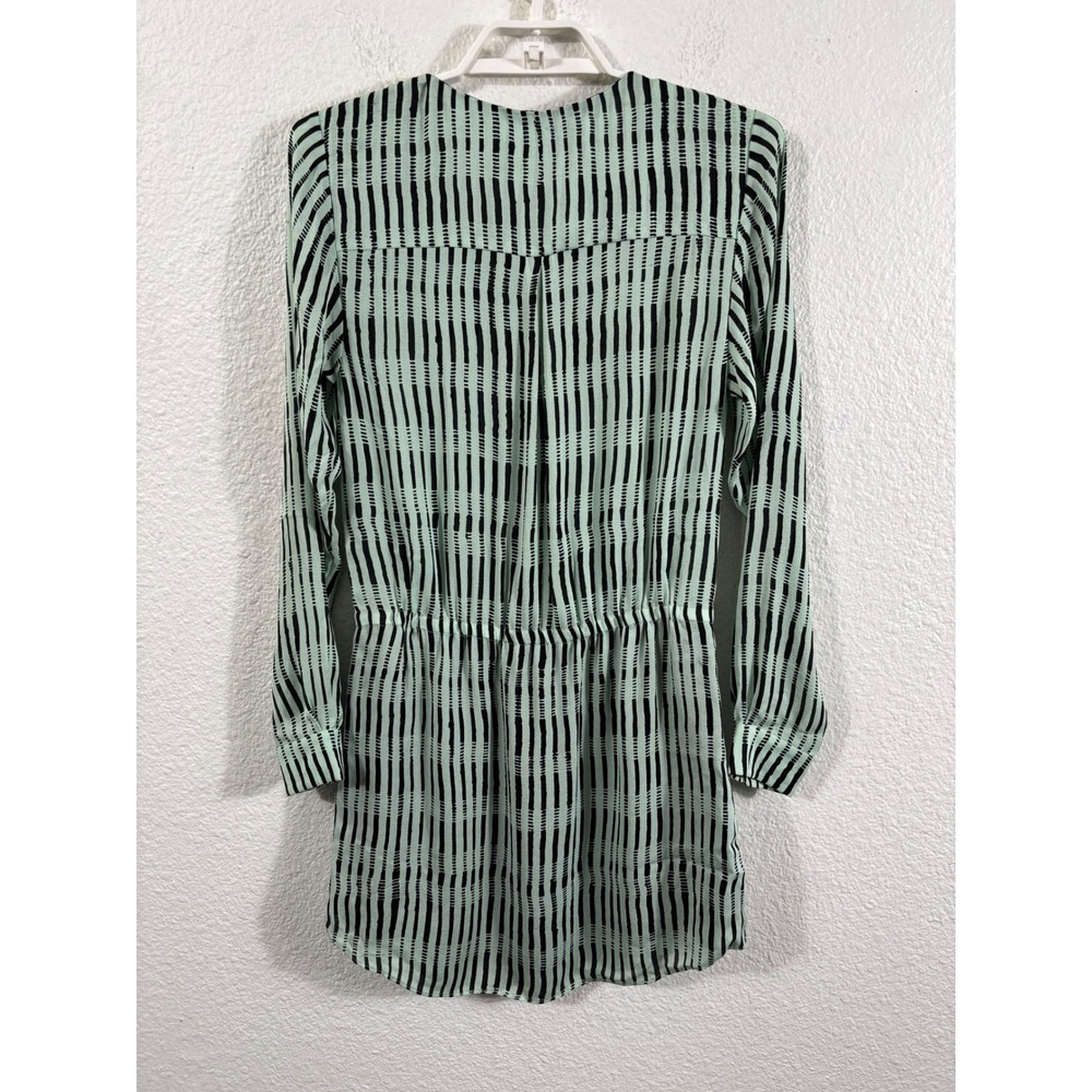 A.L.C. 100% Silk Mint Green Striped Mini Dress Long Sleeve XS‎ 6803PE - Picture 9 of 9